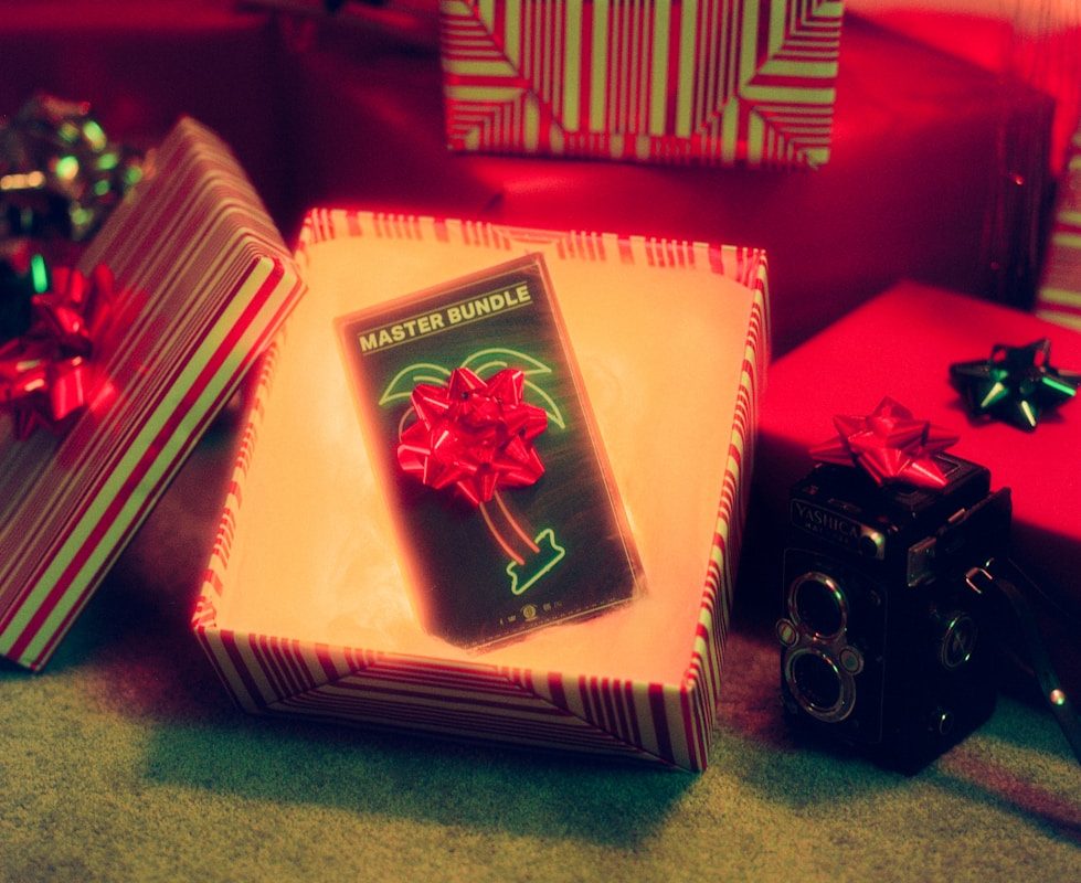 a couple of wrapped presents sitting on top of a table